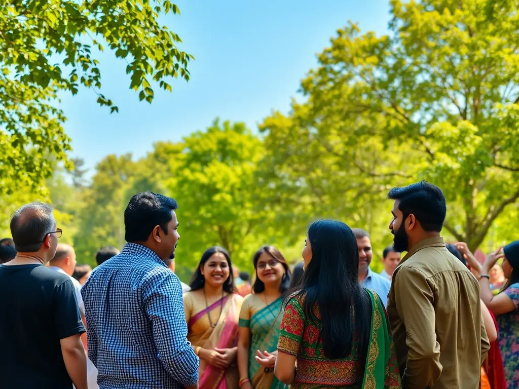 A scene from a community gathering at FOYER DU MARIN B.A.N., showing people of different ages and backgrounds interacting and enjoying recreational activities, emphasizing inclusivity and shared experiences.
