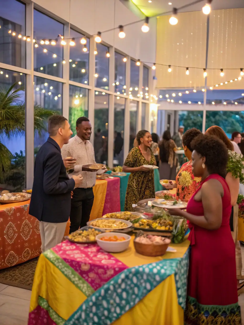 A photo showing a group of sailors and community members gathered for a social event at FOYER DU MARIN B.A.N., with food and drinks being shared.