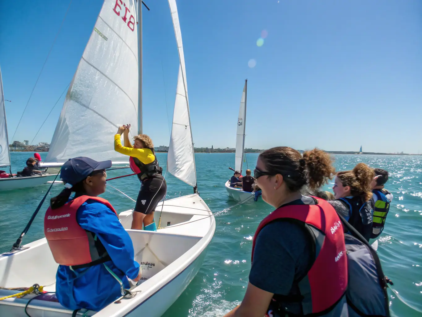 A photograph capturing a group of sailors participating in a recreational activity at FOYER DU MARIN B.A.N., such as a sports tournament or a team-building exercise, highlighting the organization's focus on promoting well-being and camaraderie.
